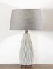 Set of Two 23" White Ceramic Bedside With Gray Drum Shade