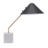 52" White Metal Bedside Table Lamp With Black Cone Shade