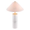 55" White Metal Bedside Table Lamp With Beige Empire Shade