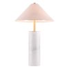 55" White Metal Bedside Table Lamp With Beige Empire Shade