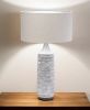 31" Gray Lamp Base LED With Beige Shade