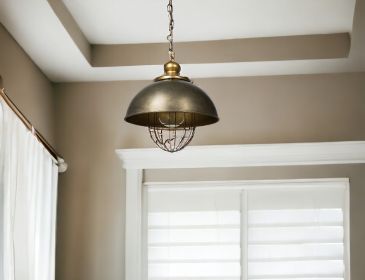 Rustic Gold Ton Metal Dome Hanging Light
