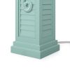 Set of Two 32" Turquoise Seahorse Shutter USB Table Lamps With White Shade