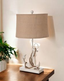 Set of Two Tan and White Anchor Table Lamps