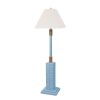 63" Light Blue Polyresin Floor Lamp With Tan Linen Shade