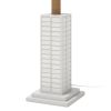 63" White Polyresin Floor Lamp With White Linen Shade