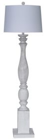 63" White Resin Floor Lamp With White Fabric Drum Shade