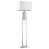 64" Nickel Traditional Shaped Floor Lamp With White Rectangular Shade