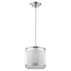 White and Silver Hanging Light with Fabric Shade