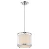 White and Silver Hanging Light with Fabric Shade