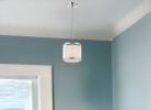 White and Silver Hanging Light with Fabric Shade