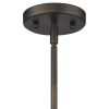 Bronze Hanging Light with Ribbed Pebbled Glass Shade
