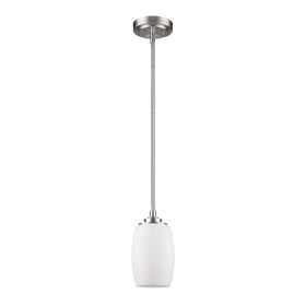Silver Hanging Light with Frosted Glass Shade