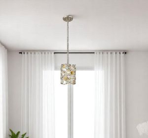 Vitozzi 1-Light Antique Silver Leaf Pendant
