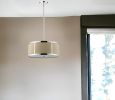 Butler 3-Light Polished Chrome Pendant With Coarse Cream Linen Shade And Opal Acrylic Diffuser
