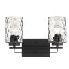 Black Metal and Pebbled Glass Two Light Wall Sconce