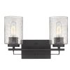 Bronze Metal and Textured Glass Two Light Wall Sconce