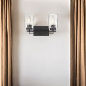 Bronze Metal and Textured Glass Two Light Wall Sconce