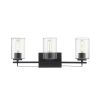 Black Metal and Textured Glass Three Light Wall Sconce