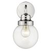 One Light Silver Wall Sconce with Round Glass Shade