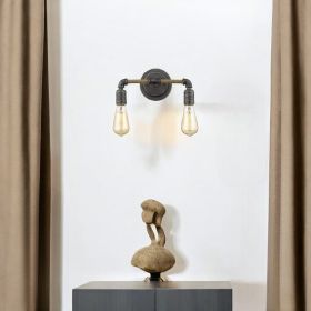 Two Light Industrial Textured Gray Wall Light
