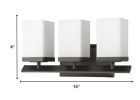 Three Light Bronze Frosted Glass Wall Sconce
