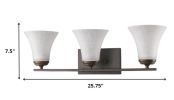 Three Light Bronze Wall Light with Tapered Glass Shade