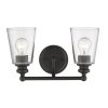 Two Light Antique Bronze Glass Shade Wall Sconce