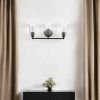 Three Light Antique Bronze Glass Shade Wall Sconce