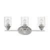 Three Light Silver Wall Light with Clear Glass Shade