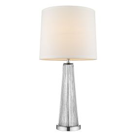 29" Clear Glass Buffet Lamp With Off White Empire Shade