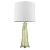 29" Green Glass Buffet Lamp With Off White Empire Shade