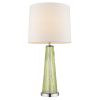 29" Green Glass Buffet Lamp With Off White Empire Shade