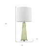 29" Green Glass Buffet Lamp With Off White Empire Shade