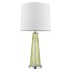 29" Green Glass Buffet Lamp With Off White Empire Shade
