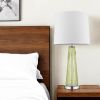 29" Green Glass Buffet Lamp With Off White Empire Shade