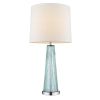 29" Aqua Glass Buffet Lamp With Off White Empire Shade