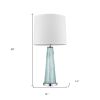 29" Aqua Glass Buffet Lamp With Off White Empire Shade