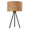 22" Black Metal Tripod Table Lamp With Beige Drum Shade