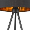 22" Black Metal Tripod Table Lamp With Black Drum Shade