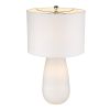 28" White Glass Table Lamp With White Drum Shade