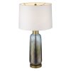 31" Steel Blue Glass Table Lamp With White Empire Shade