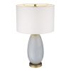 29" Light Gray Glass Table Lamp With White Drum Shade