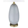 29" Light Gray Glass Table Lamp With White Drum Shade