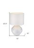 26" White Ceramic Table Lamp With White Drum Shade