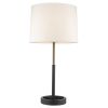 31" Black and Gold Metal Table Lamp With White Empire Shade