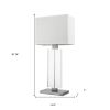 31" Silver Metal and Acrylic Buffet Lamp With White Shade