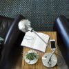 18" Nickel Metal Adjustable Swing Arm LED Desk Lamp With USB