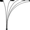 84" Black Five Light Arc Floor Lamp With Black Dome Shade