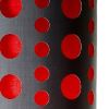 66" Steel Novelty Floor Lamp With Gray And Red Drum Shade